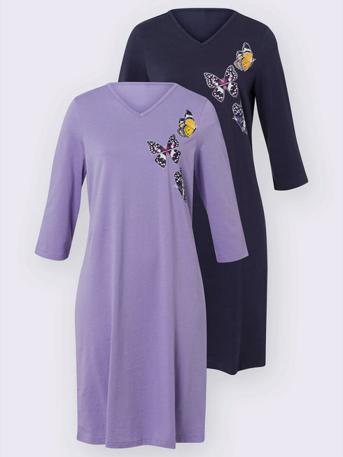 BUTTERFLY PRINT NIGHT LONG SHIRT